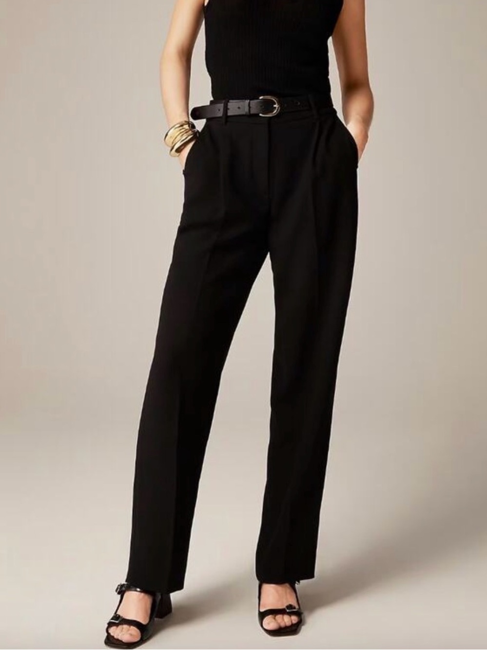 J.Crew Essential City Crepe Straight Leg Trouser Pants 12 Black